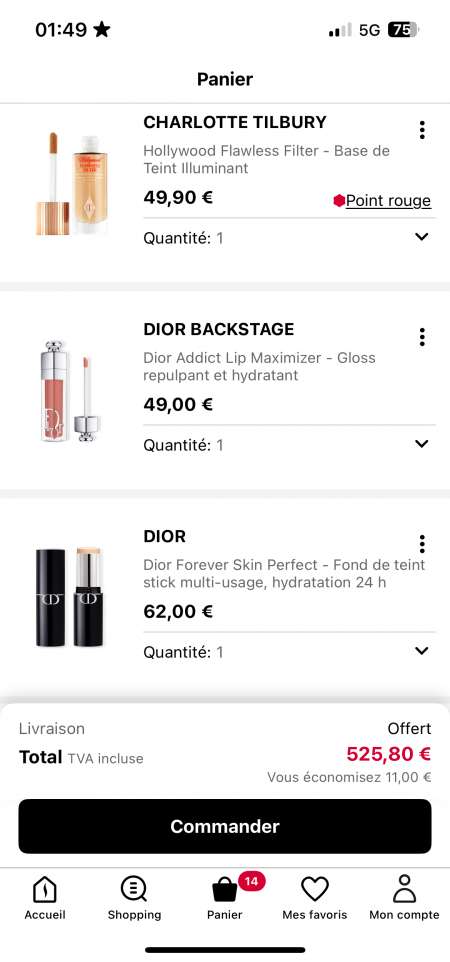 Homme pour valider mon panier Sephora